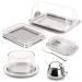 Kit Para Café em Aço Inox Queijeira Porta Pão Manteigueira Espátula Açucareiro Porta Frios