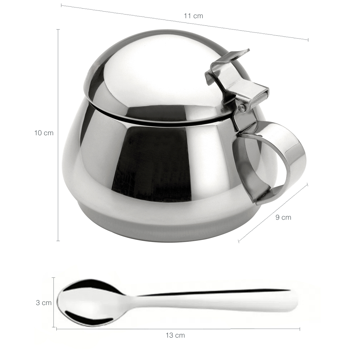 Kit Para Café em Aço Inox Queijeira Porta Pão Manteigueira Espátula Açucareiro Porta Frios