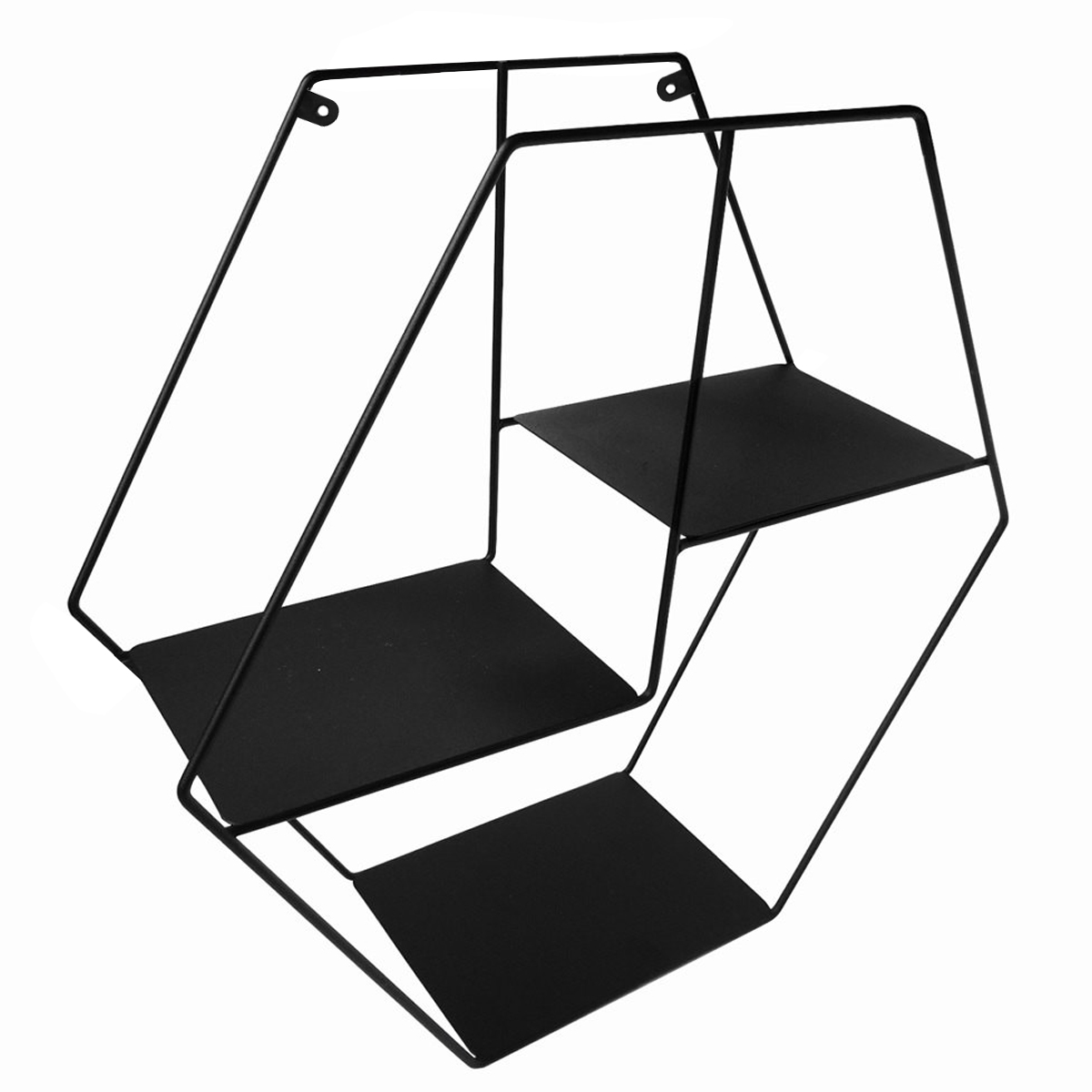 Nicho Prateleira Flutuante Estante Hexagonal Aramada Preta