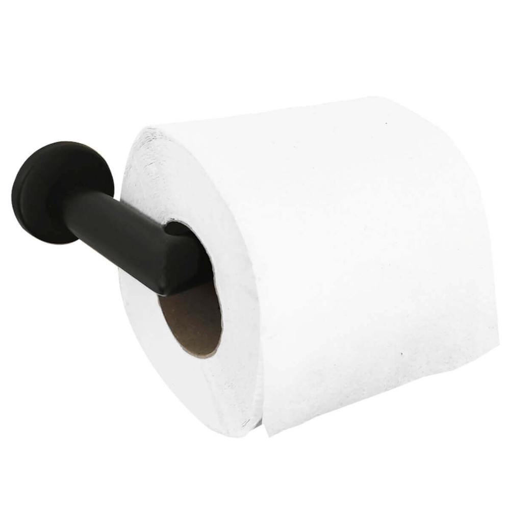 Papeleira Suporte Porta Papel Higiênico Aço Inox Preto Banhe