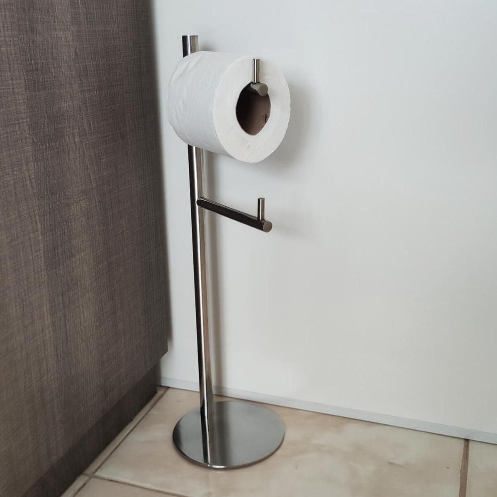 Papeleira em Aço Inox Suporte Porta 2 Rolos Papel Higiênico