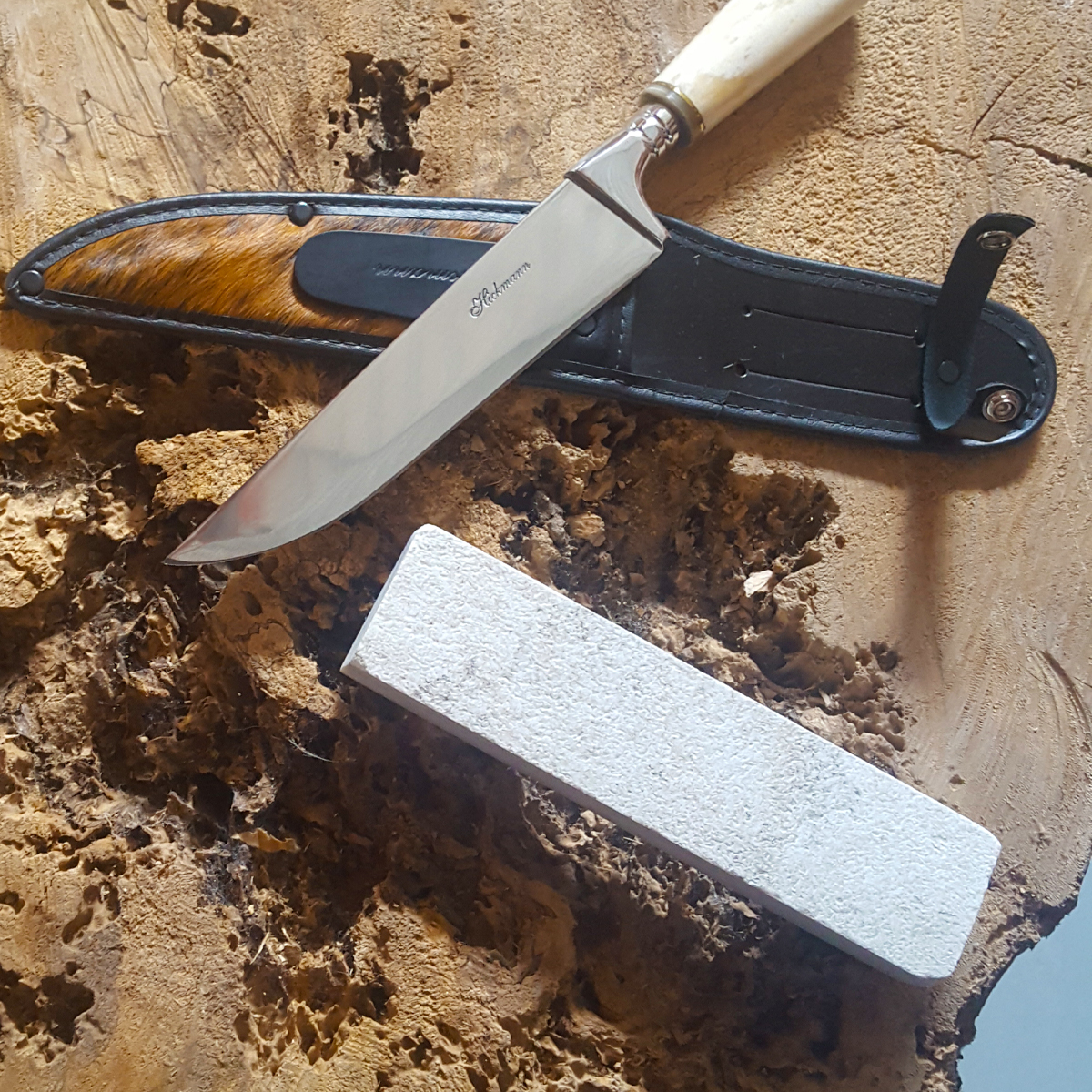 Pedra Natural Tripla Face De Afiar E Amolar Lâmina Fio Faca