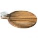 Petisqueira Tábua Teca 23cm Servir com Cabo e Ramekin 30ml Redonda Aperitivos Queijos