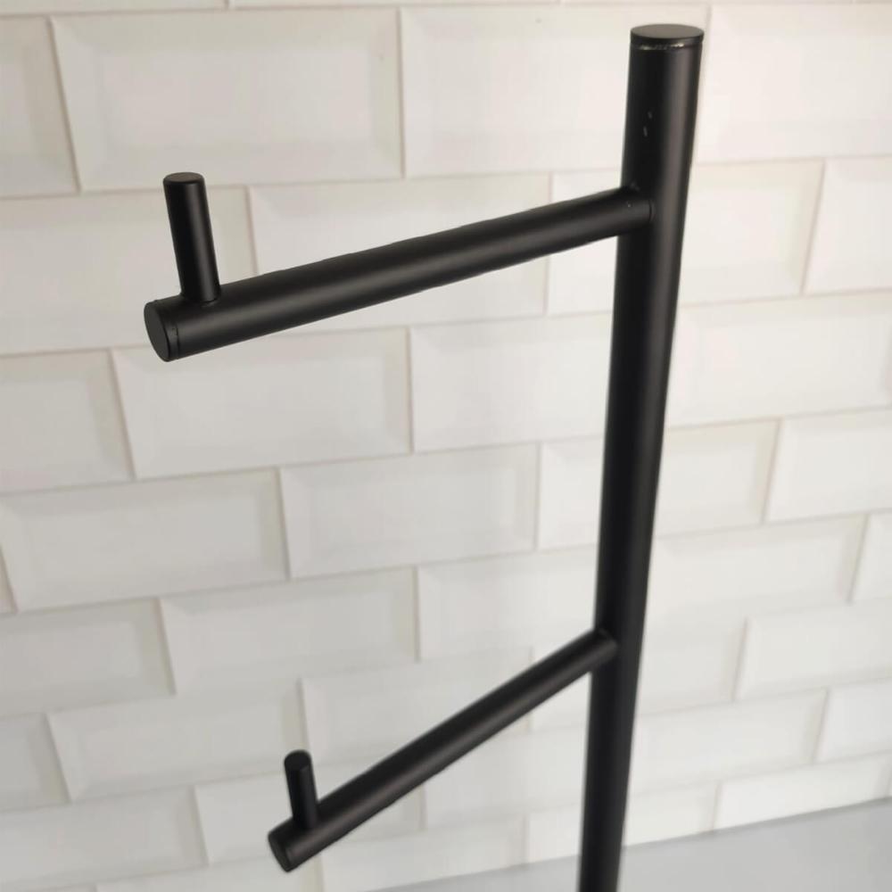 Porta Papel Higiênico Suporte Duplo de Chão Preto Fosco Pape