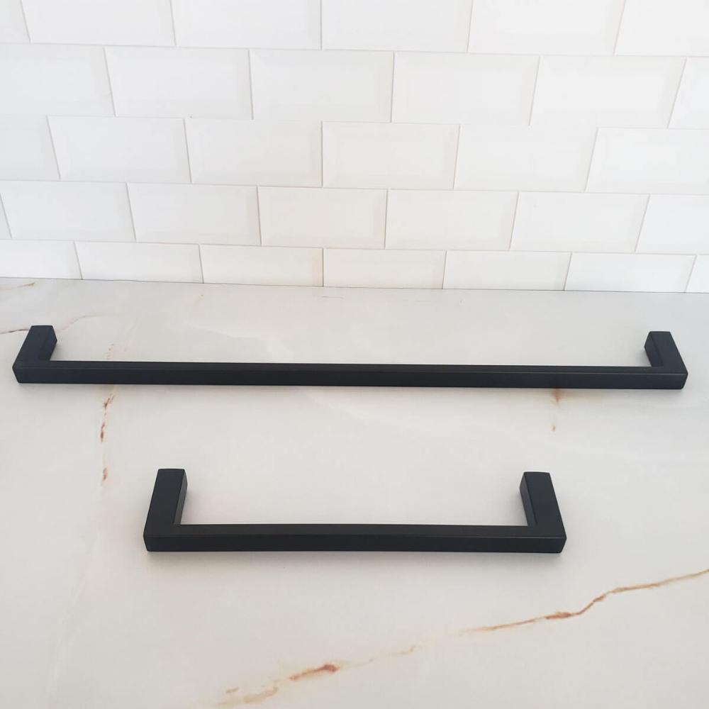 Porta Toalha de Rosto 30cm e Toalheiro Preto de Banho 60cm Gardênia Suporte Banheiro