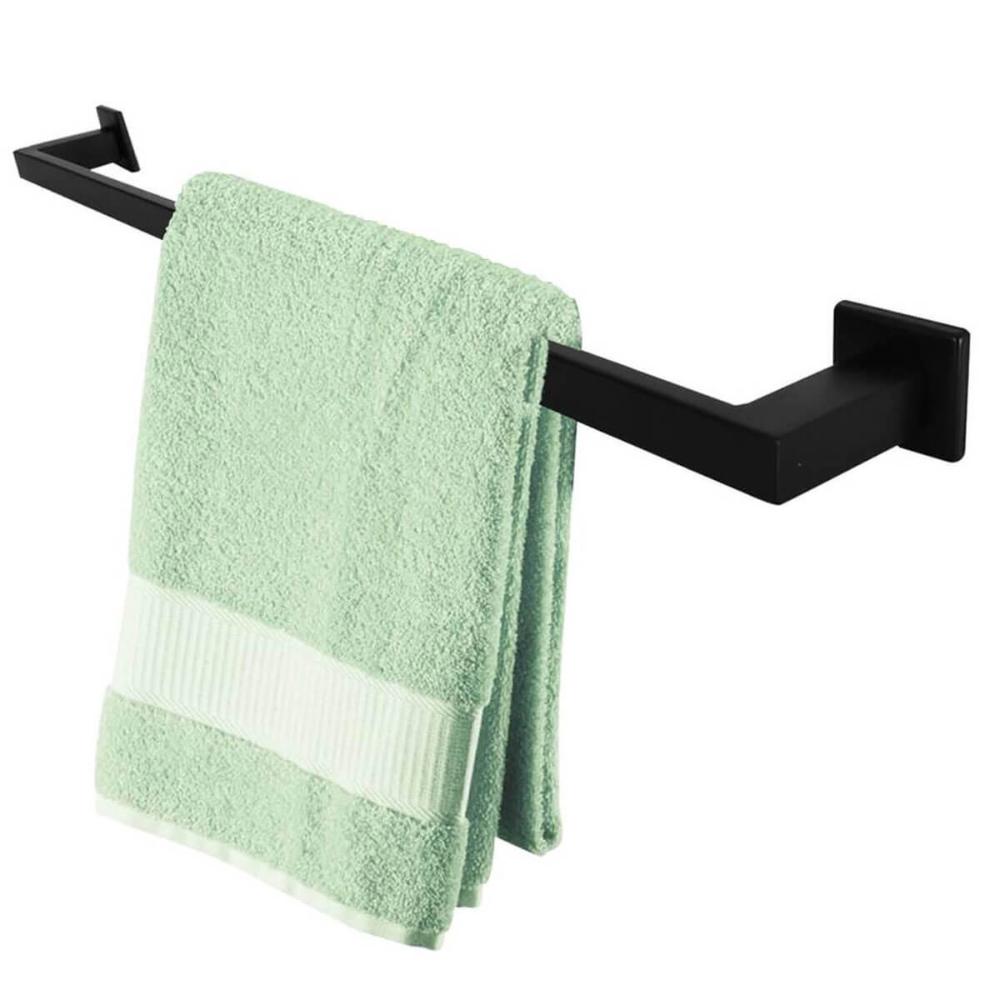Porta Toalha de Rosto 30cm e Toalheiro Preto de Banho 60cm Gardênia Suporte Banheiro