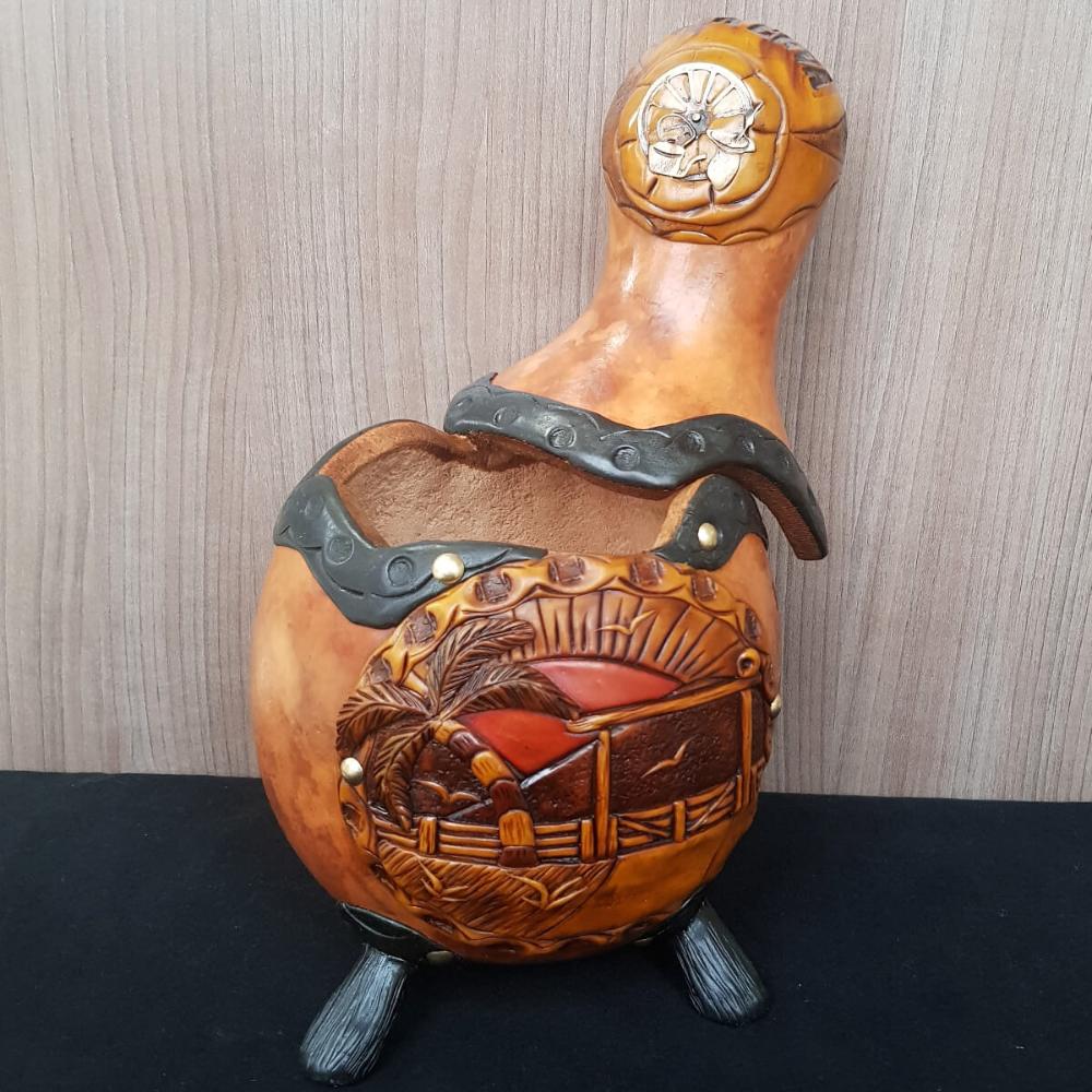 Suporte Porta Erva Mate Artesanal De Porongo Decorativo