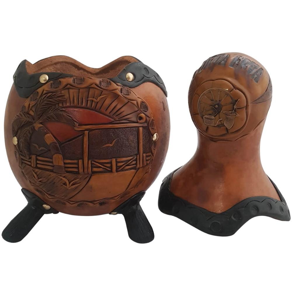 Suporte Porta Erva Mate Artesanal De Porongo Decorativo