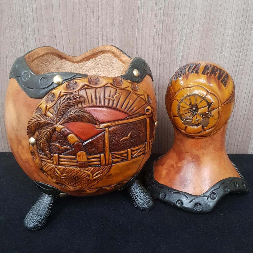 Suporte Porta Erva Mate Artesanal De Porongo Decorativo