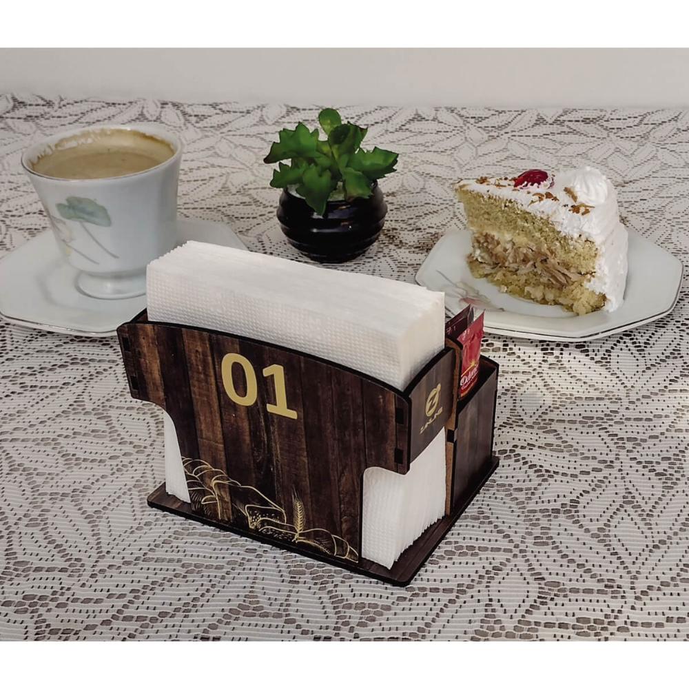 Suporte Porta Guardanapos 1 ao 10 Zanline MDF Restaurante Sachê de Mesa Marrom