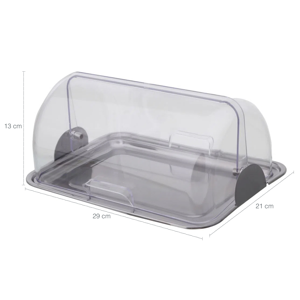 Suporte Porta Pão 29cm Aço Inox Pãozeira Tampa Transparente Vision Forma
