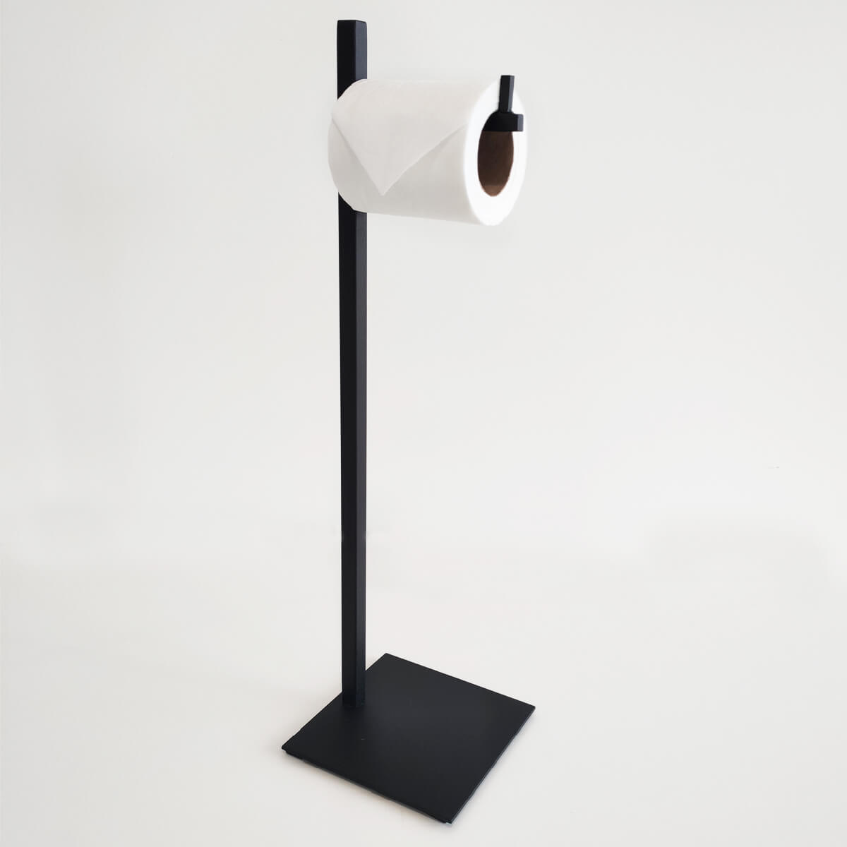 Suporte Porta Papel Higiênico Preto de Chão Papeleira Quadrada Banheiro Lavabo