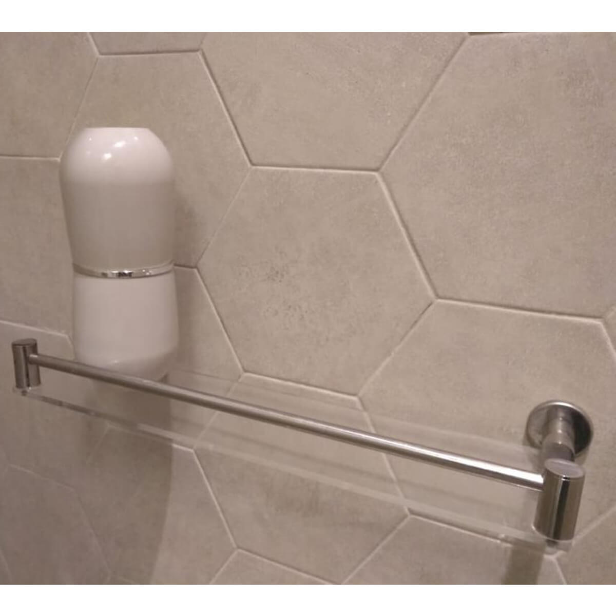 Suporte Porta Shampoo Inox E Acrílico Prateleira De Banheiro