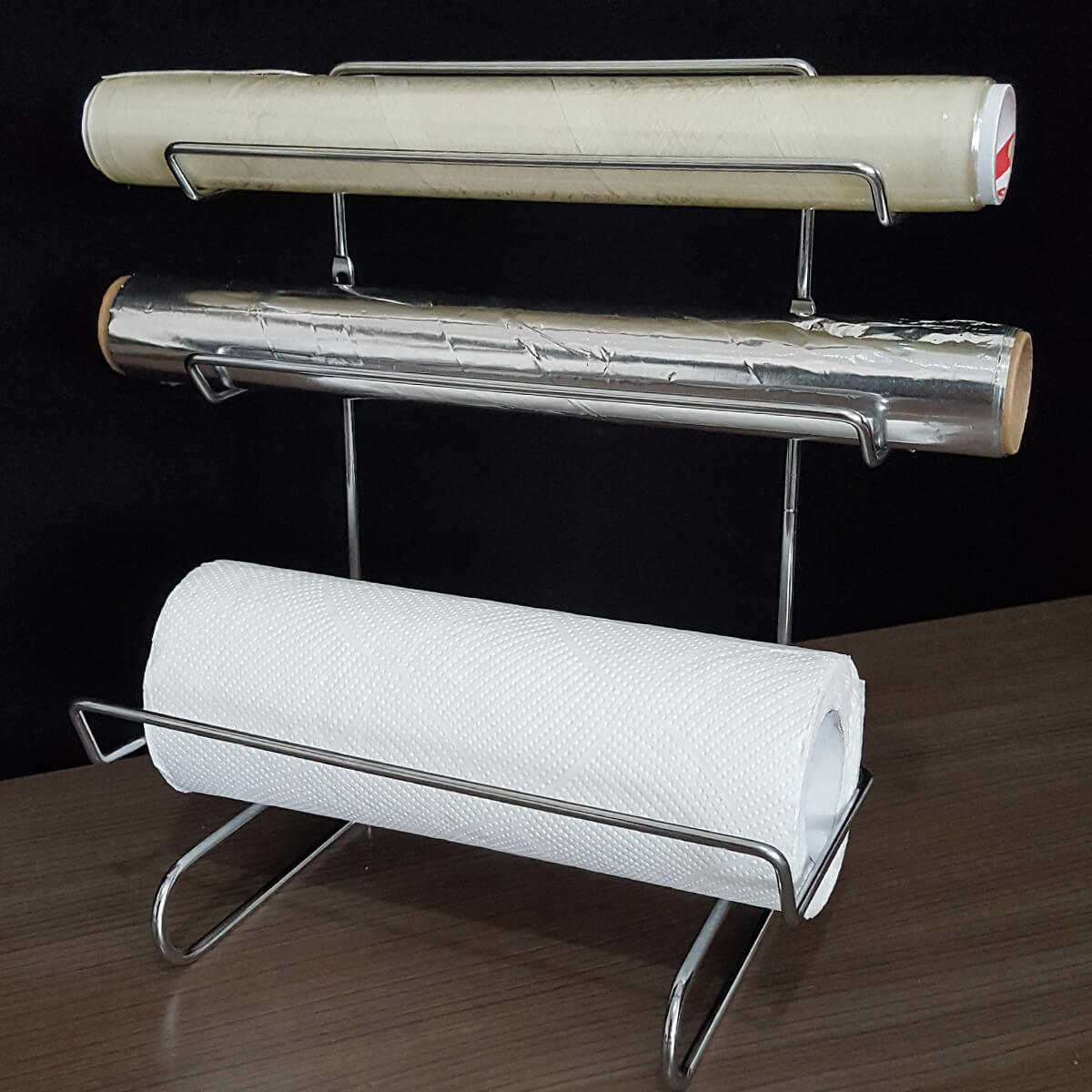 Suporte para Cozinha Porta Papel Toalha Filme Alumínio