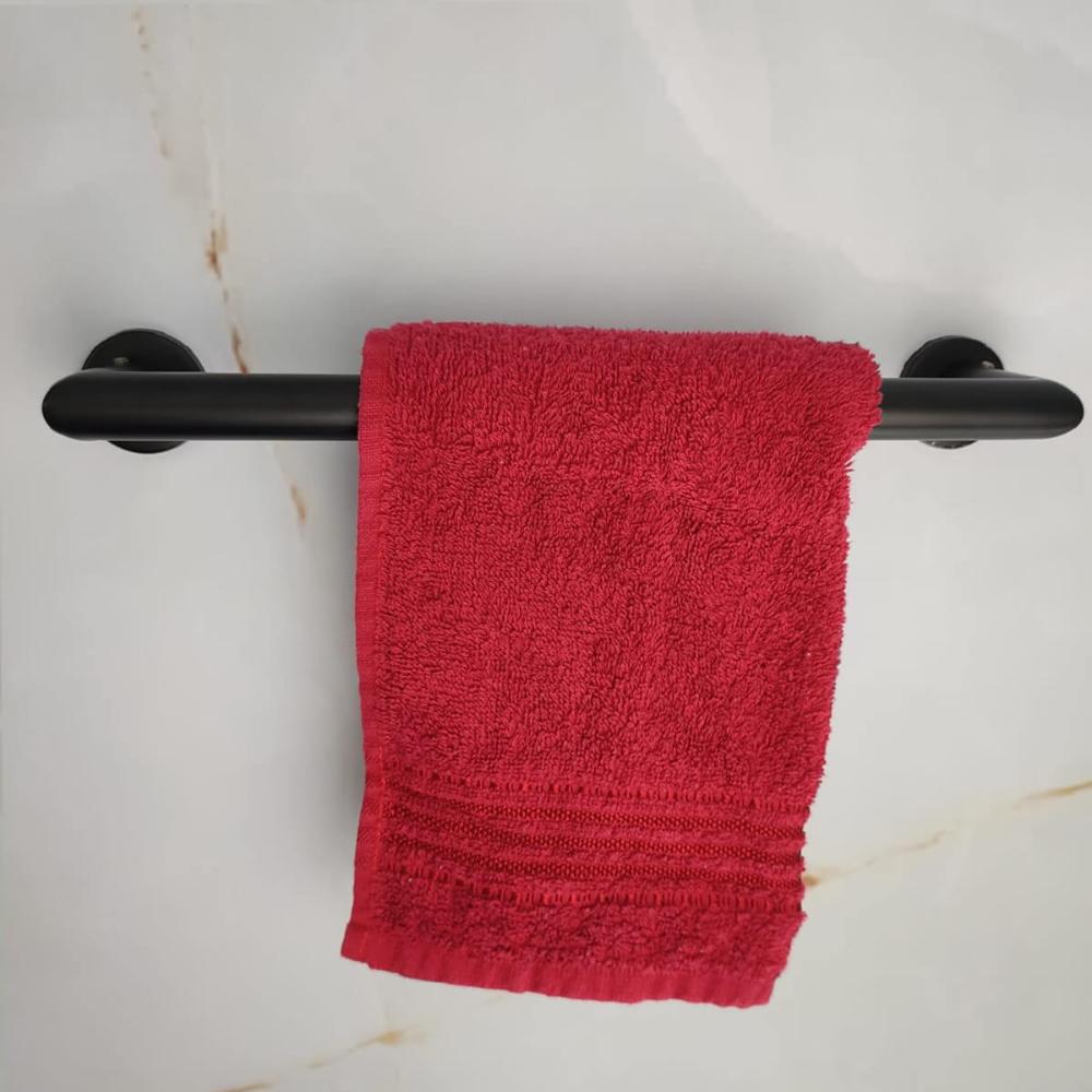 Toalheiro Para Banheiro Preto Fosco Porta Toalha 30cm Aço In