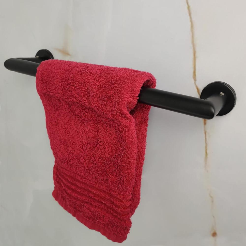 Toalheiro Para Banheiro Preto Fosco Porta Toalha 30cm Aço In