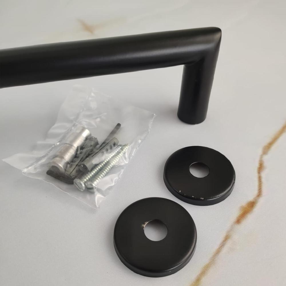 Toalheiro Para Banheiro Preto Fosco Porta Toalha 30cm Aço In