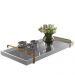 Bandeja Decorativa Espelhada Alça Dourada Larflex Off White