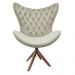 Poltrona Egg Slim Nude Brilho Base Giratória de Madeira