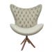 Poltrona Egg Slim Nude Encapado Base Giratória de Madeira
