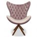 Poltrona Egg Slim Rosê Jolie Base Giratória de Madeira