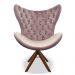 Poltrona Egg Slim Rosê Jolie Brilho Base Giratória de Madeira