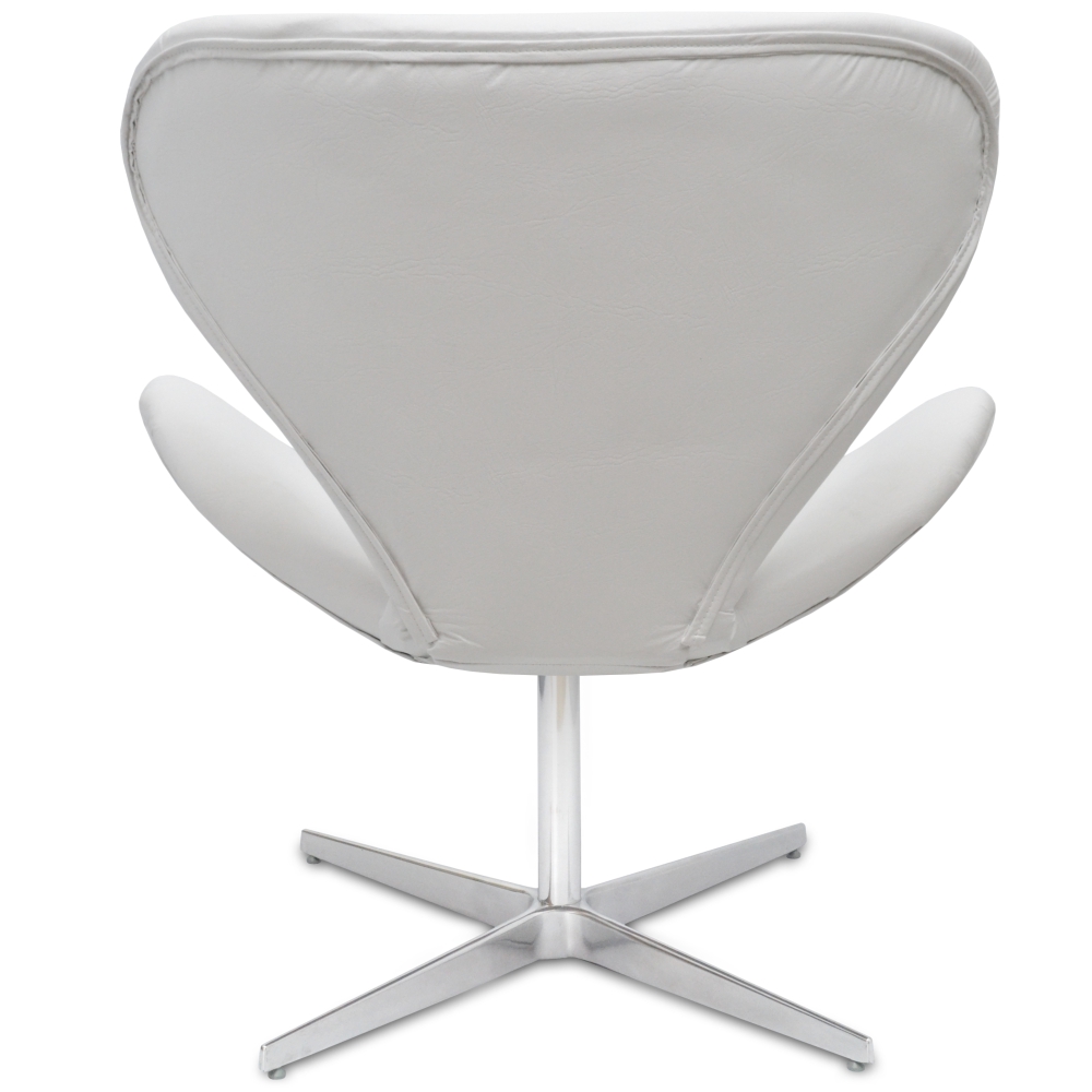 Poltrona Swan Corino Branca Base de Alumínio Giratória