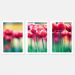 Quadro Novas Tulipas Moldura Branca 3 Peças