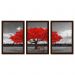 Quadro Outono Vermelho Moldura Tabaco 3 Peças