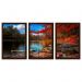 Quadro Paisagem 01 Moldura Tabaco 3 Peças