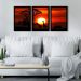 Quadro Por do Sol Africano Moldura Preta 3 Peças