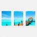 Quadro Praia 01 Moldura Branca 3 Peças