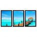 Quadro Praia 01 Moldura Preta 3 Peças