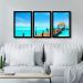 Quadro Praia 01 Moldura Preta 3 Peças