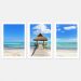 Quadro Praia 02 Moldura Branca 3 Peças