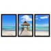 Quadro Praia 02 Moldura Preta 3 Peças