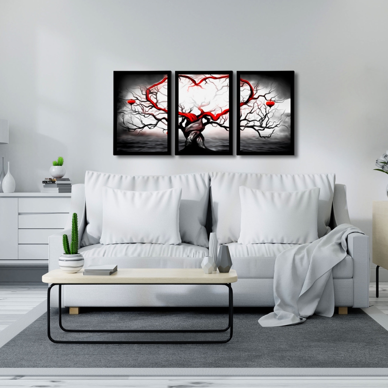 Quadro Vida Eterna Moldura Preta 3 Peças