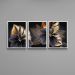 Quadros Flores 3D Preto e Dourado M 3 Moldura Branca