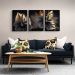 Quadros Flores 3D Preto e Dourado M 3 Moldura Preta