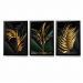 Quadros Folhagens Verde Preto Dourado M 3 Moldura Preta