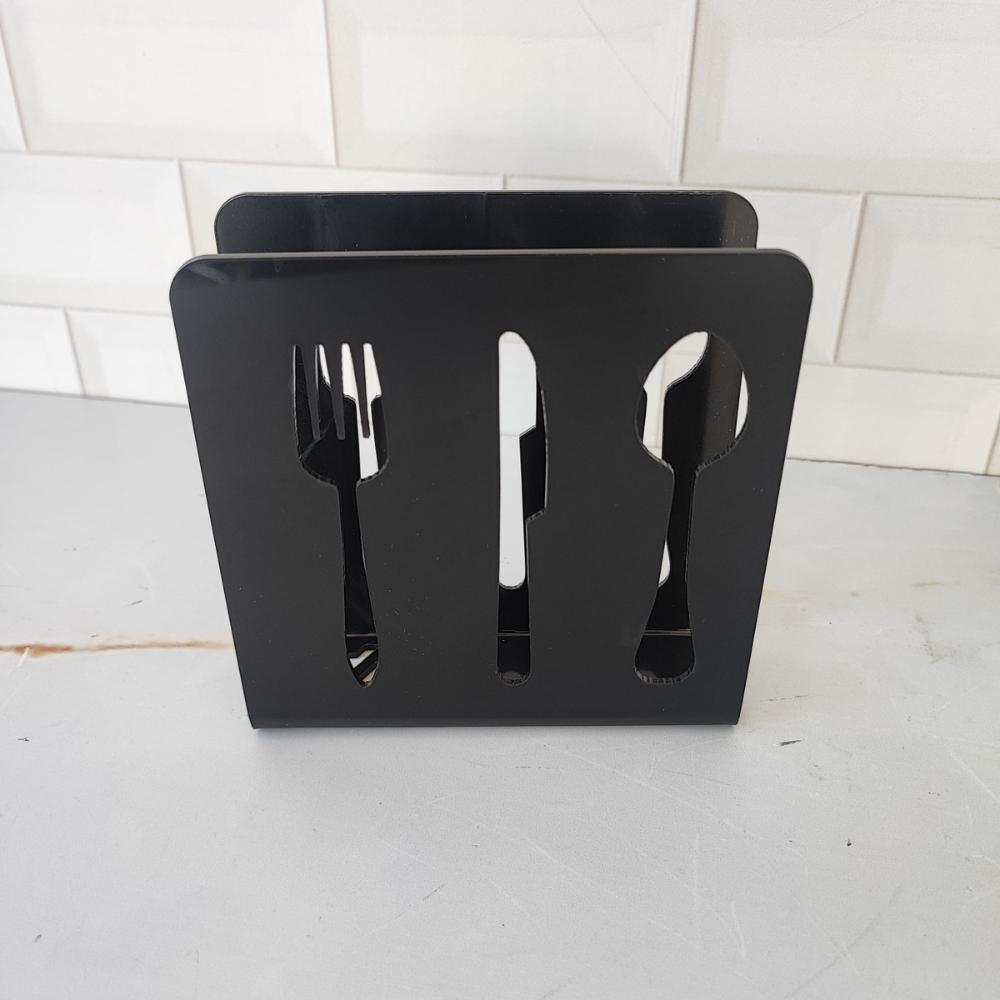 Conjunto 12 Suporte Porta Guardanapos Preto Acrílico Desenho
