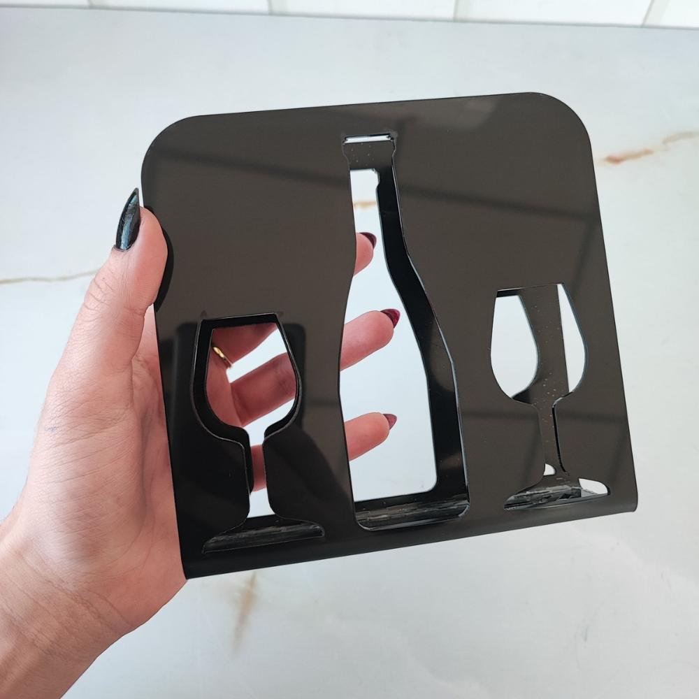 Kit 12 Porta Guardanapo Decorativo Taça e Garrafa de Vinho P