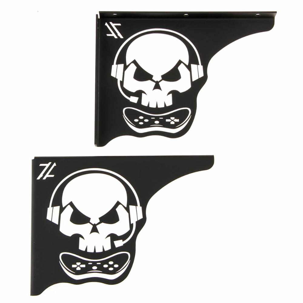 Mão Francesa Aço Preta 20cm Caveira Gamer Decorativa para Prateleira Zarg