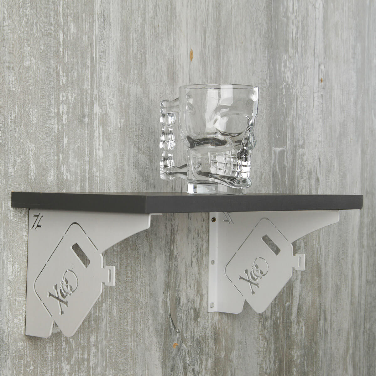 Mão Francesa Branca 20cm 4x4 Galão Caveira Decorativa em Aço Zarg