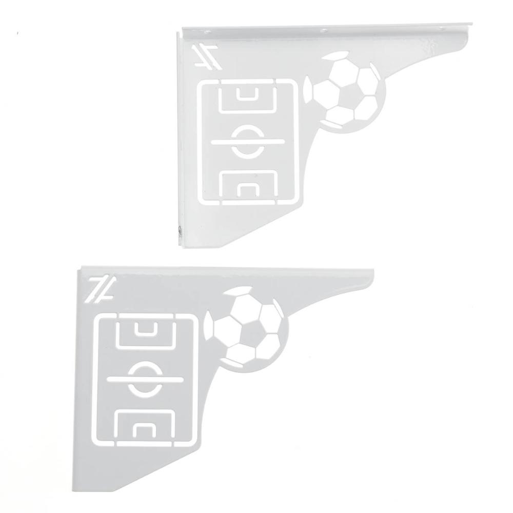 Mão Francesa Decorativa 20cm Campo de Futebol Aço Branco par