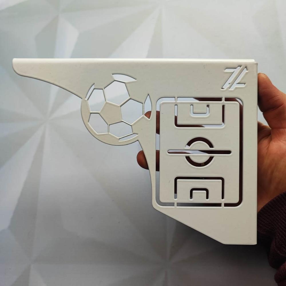 Mão Francesa Decorativa 20cm Campo de Futebol Aço Branco par