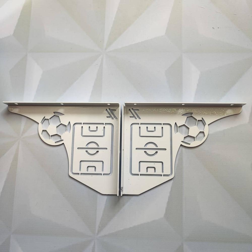 Mão Francesa Decorativa 20cm Campo de Futebol Aço Branco par