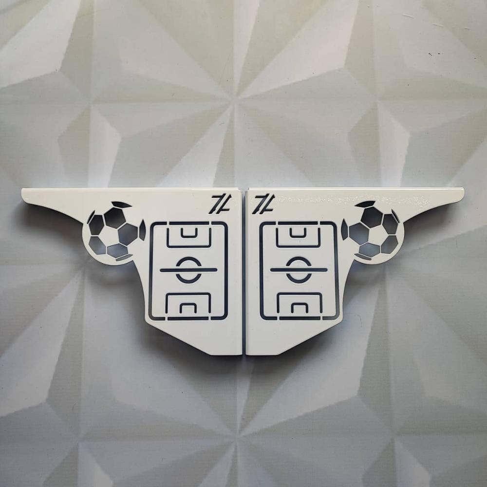Mão Francesa Decorativa 20cm Campo de Futebol Aço Branco par