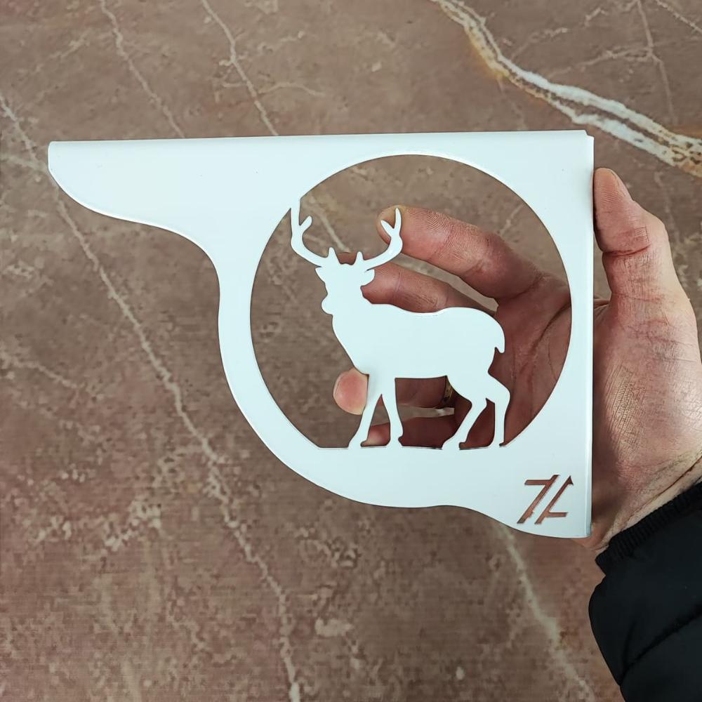 Mão Francesa Ornamentada 20cm Cervo Veado Branco em Aço para
