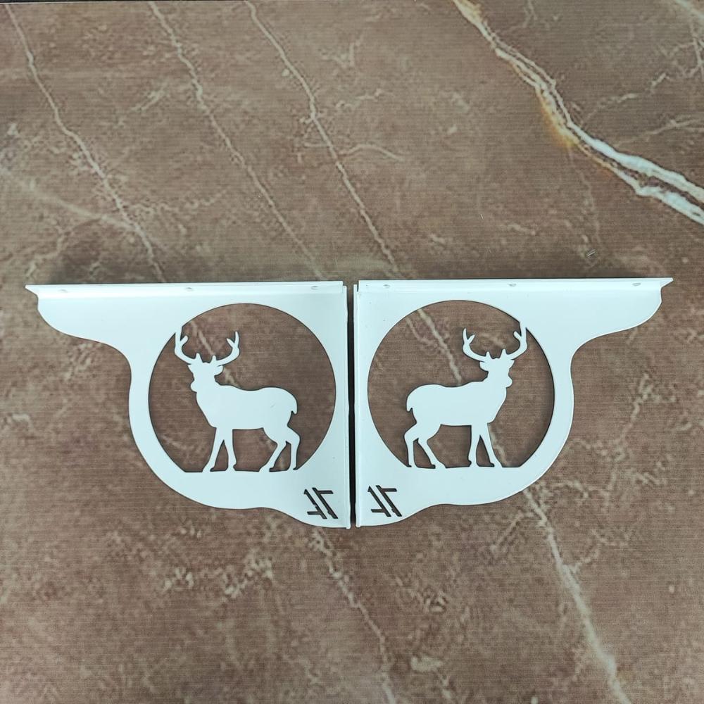 Mão Francesa Ornamentada 20cm Cervo Veado Branco em Aço para